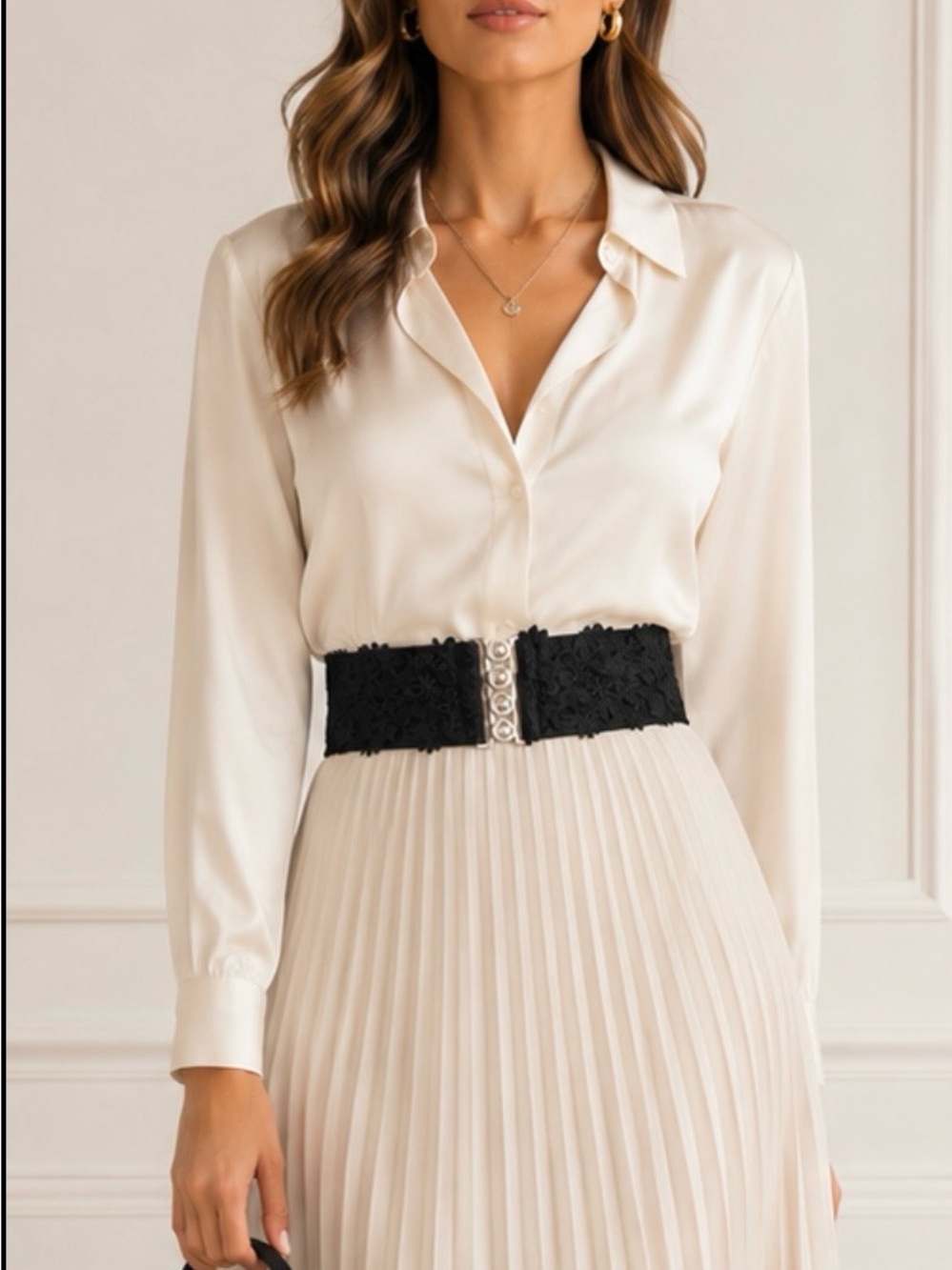 Lace Wide Decorative Waist Belt S/M